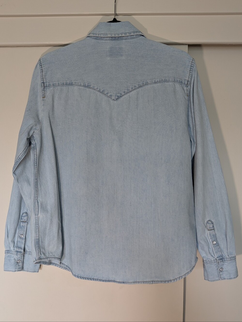 Levi's Essential Light Blue Denim Western Shirt Pearl Snap Buttons - Picture 2 of 10